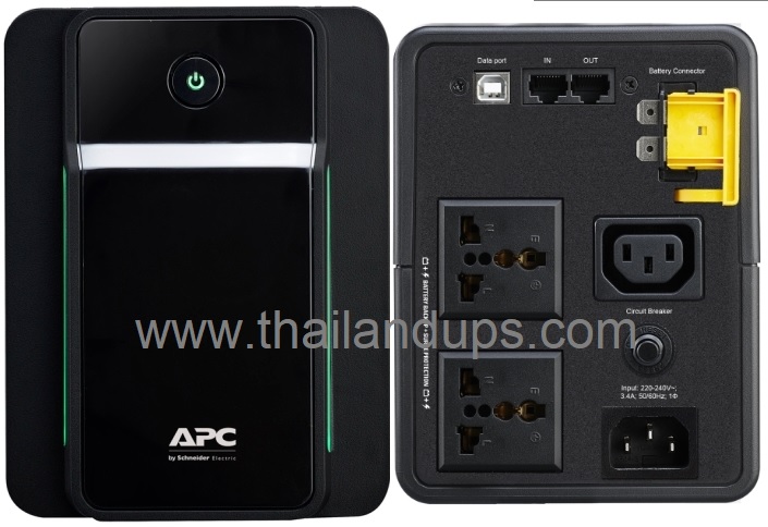 apc bx750mi-ms เป็นเครื่องสำรองไฟ ที่มาแทน apc bx700u-ms มาพร้อมกับกำลังไฟ 410 watts ปลั๊กด้านหลังเครื่องเป้น แบบ universal outlet  คือเป้นปลั๊กไฟ ที่ใช้ที่เมืองไทย